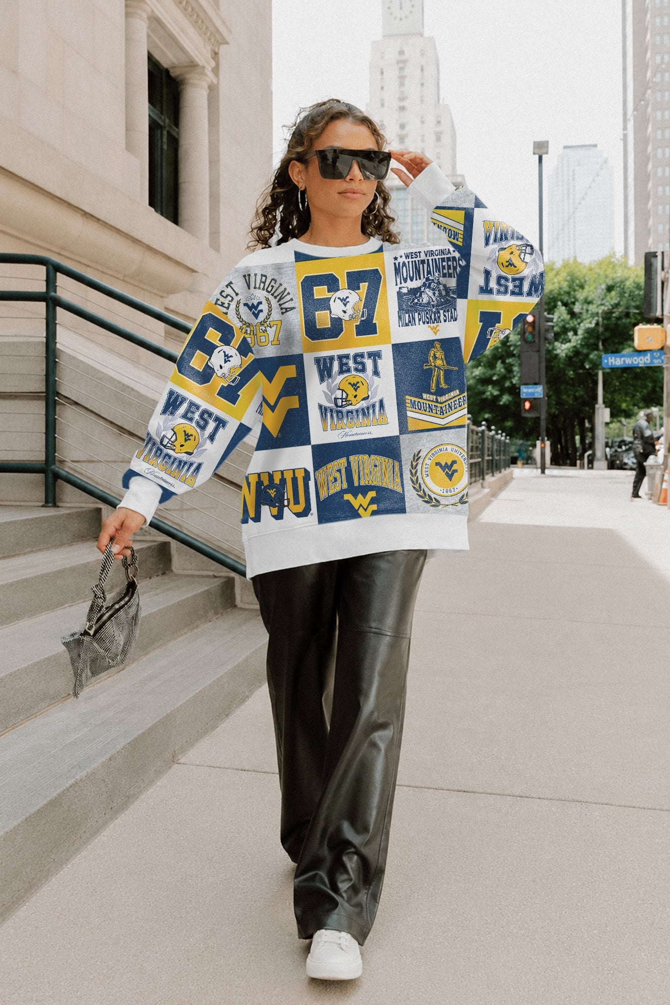 WEST VIRGINIA MOUNTAINEERS HIGHLIGHT REEL PREMIUM CREWNECK SWEATSHIRT
