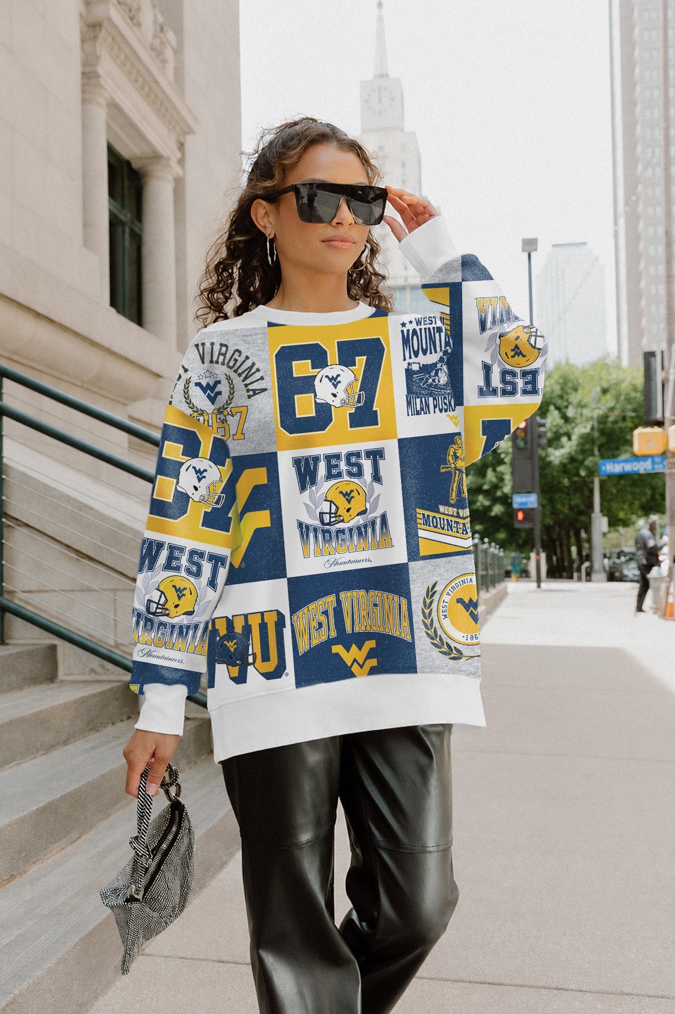 WEST VIRGINIA MOUNTAINEERS HIGHLIGHT REEL PREMIUM CREWNECK SWEATSHIRT