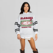 ALABAMA CRIMSON TIDE OFF THE GRID STRIPE SLEEVE CREWNECK SWEATSHIRT