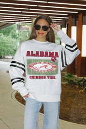ALABAMA CRIMSON TIDE OFF THE GRID STRIPE SLEEVE CREWNECK SWEATSHIRT