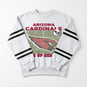 ARIZONA CARDINALS OFF THE GRID STRIPE SLEEVE CREWNECK SWEATSHIRT