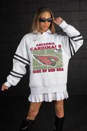 ARIZONA CARDINALS OFF THE GRID STRIPE SLEEVE CREWNECK SWEATSHIRT