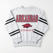 ARKANSAS RAZORBACKS STADIUM STRIPES STRIPE SLEEVE CREWNECK SWEATSHIRT
