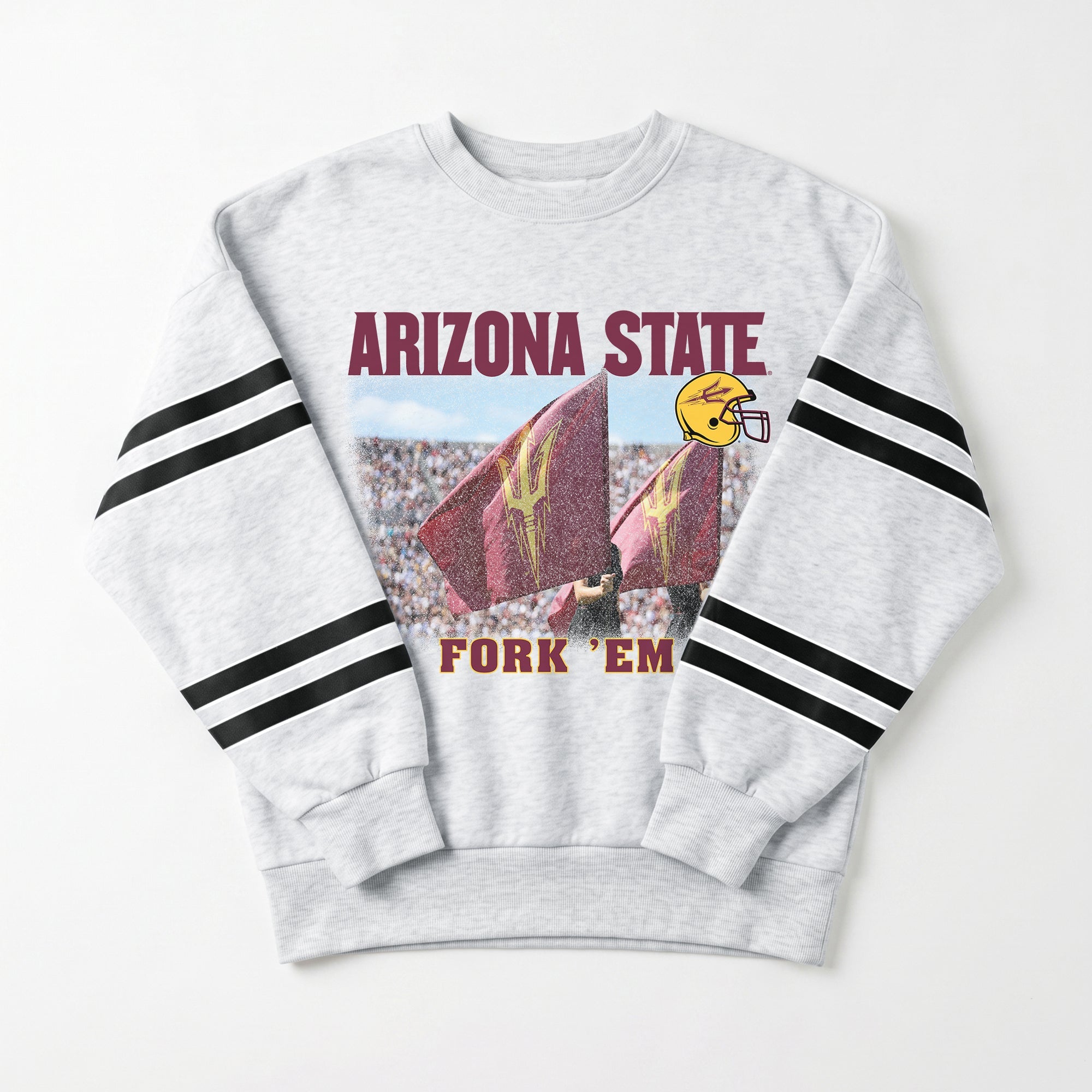 ARIZONA STATE SUN DEVILS OFF THE GRID STRIPE SLEEVE CREWNECK SWEATSHIRT