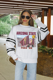 ARIZONA STATE SUN DEVILS OFF THE GRID STRIPE SLEEVE CREWNECK SWEATSHIRT