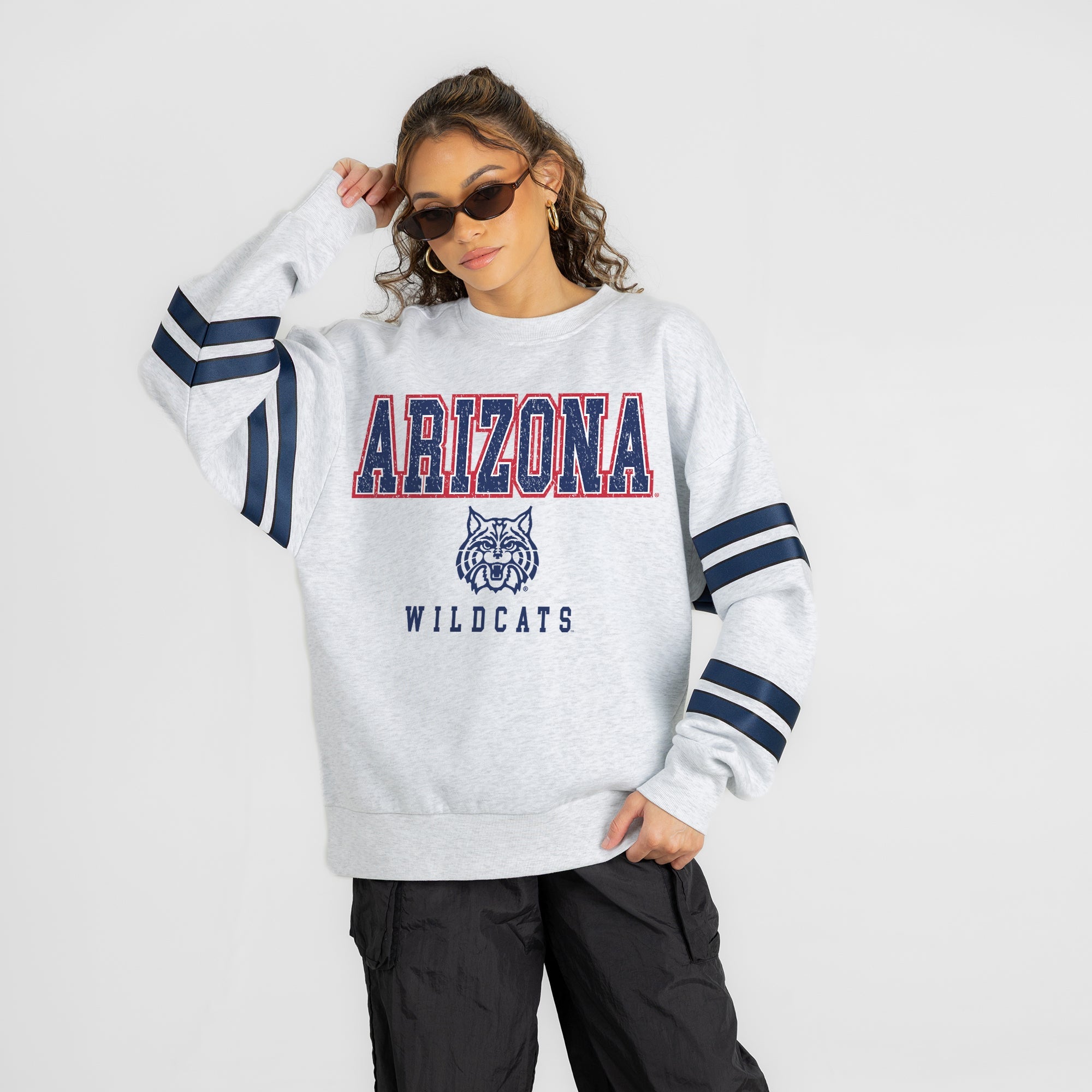 ARIZONA WILDCATS STADIUM STRIPES STRIPE SLEEVE CREWNECK SWEATSHIRT