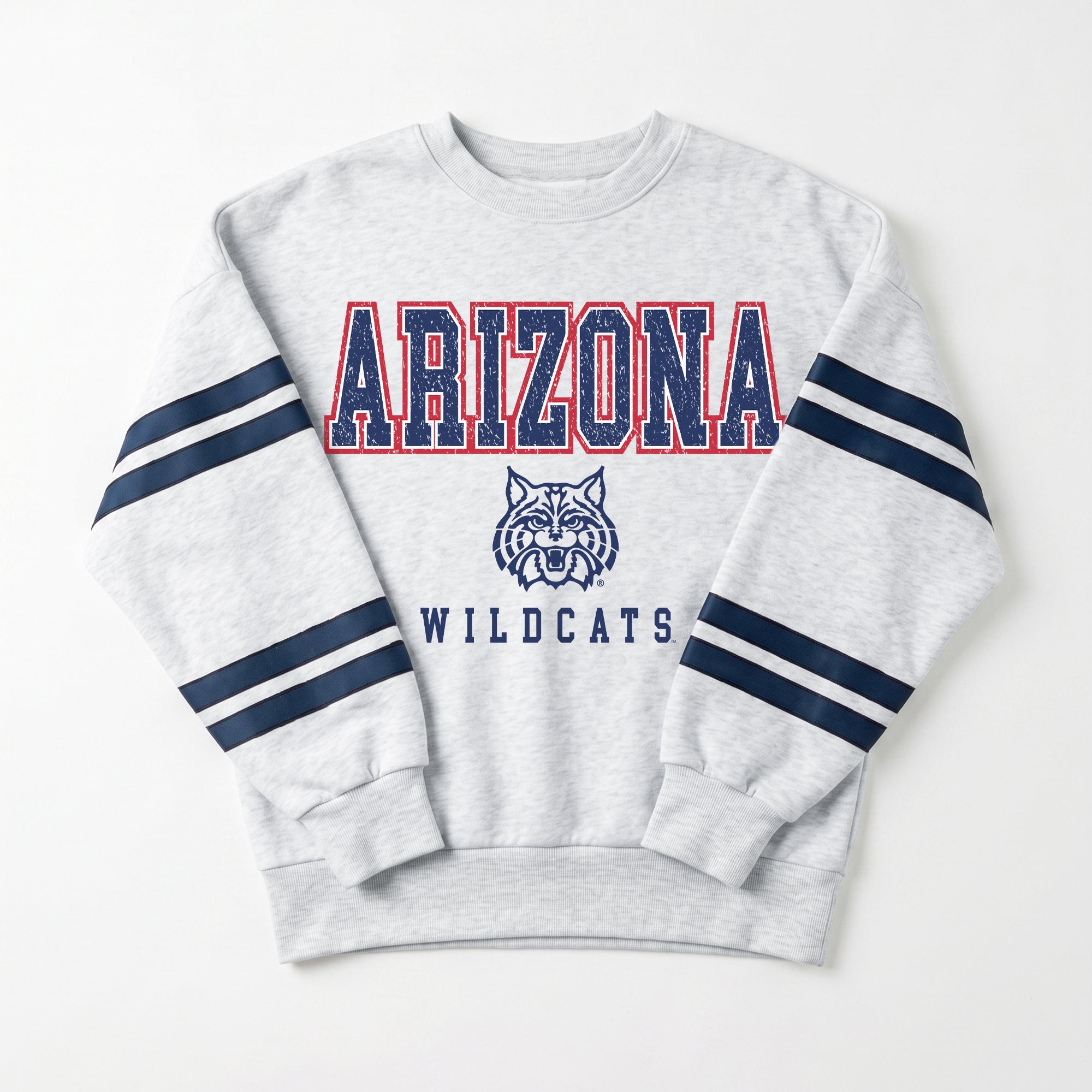 ARIZONA WILDCATS STADIUM STRIPES STRIPE SLEEVE CREWNECK SWEATSHIRT