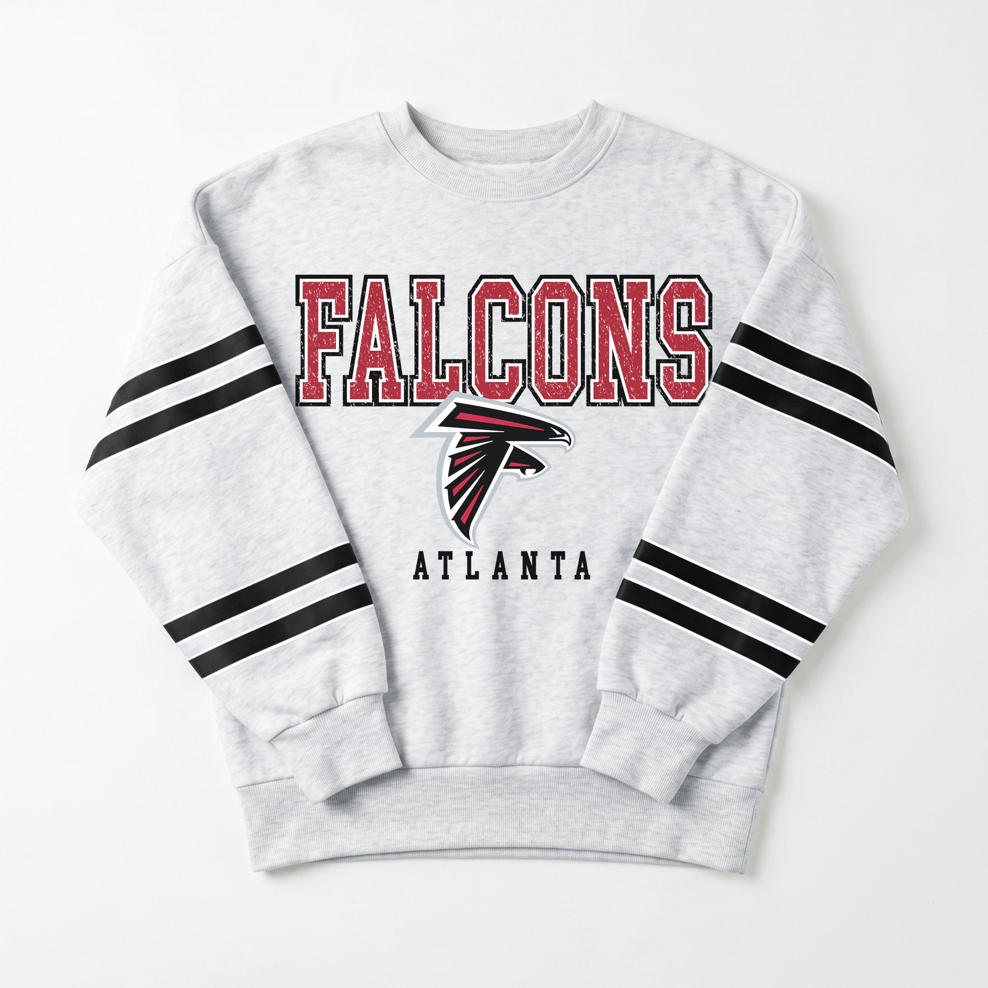 ATLANTA FALCONS STADIUM STRIPES STRIPE SLEEVE CREWNECK SWEATSHIRT