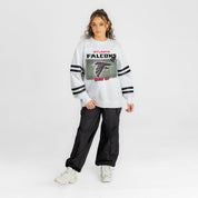 ATLANTA FALCONS OFF THE GRID STRIPE SLEEVE CREWNECK SWEATSHIRT