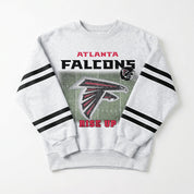 ATLANTA FALCONS OFF THE GRID STRIPE SLEEVE CREWNECK SWEATSHIRT
