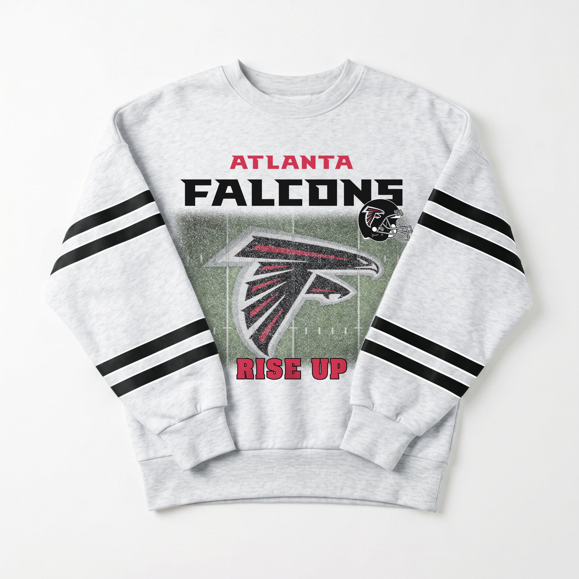 ATLANTA FALCONS OFF THE GRID STRIPE SLEEVE CREWNECK SWEATSHIRT