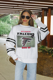 ATLANTA FALCONS OFF THE GRID STRIPE SLEEVE CREWNECK SWEATSHIRT
