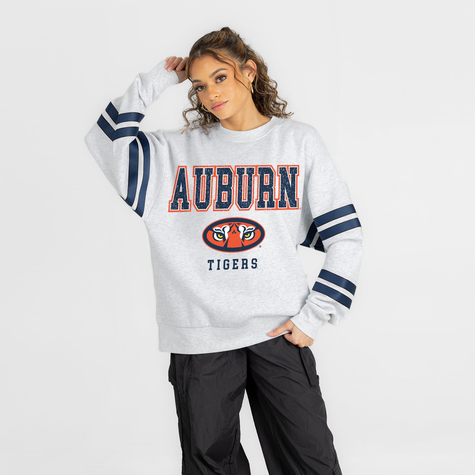 AUBURN TIGERS STADIUM STRIPES STRIPE SLEEVE CREWNECK SWEATSHIRT