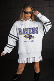 BALTIMORE RAVENS STADIUM STRIPES STRIPE SLEEVE CREWNECK SWEATSHIRT