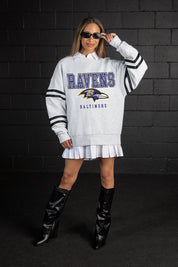 BALTIMORE RAVENS STADIUM STRIPES STRIPE SLEEVE CREWNECK SWEATSHIRT