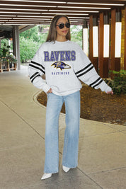 BALTIMORE RAVENS STADIUM STRIPES STRIPE SLEEVE CREWNECK SWEATSHIRT
