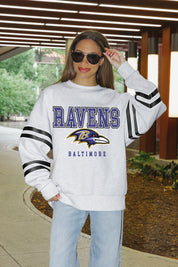 BALTIMORE RAVENS STADIUM STRIPES STRIPE SLEEVE CREWNECK SWEATSHIRT