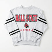 BALL STATE CARDINALS STADIUM STRIPES STRIPE SLEEVE CREWNECK SWEATSHIRT
