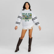 BAYLOR BEARS OFF THE GRID STRIPE SLEEVE CREWNECK SWEATSHIRT
