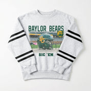 BAYLOR BEARS OFF THE GRID STRIPE SLEEVE CREWNECK SWEATSHIRT