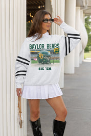 BAYLOR BEARS OFF THE GRID STRIPE SLEEVE CREWNECK SWEATSHIRT