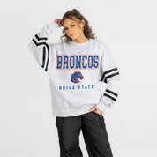 BOISE STATE BRONCOS STADIUM STRIPES STRIPE SLEEVE CREWNECK SWEATSHIRT