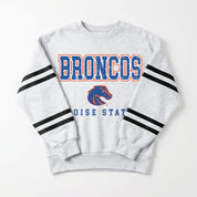 BOISE STATE BRONCOS STADIUM STRIPES STRIPE SLEEVE CREWNECK SWEATSHIRT