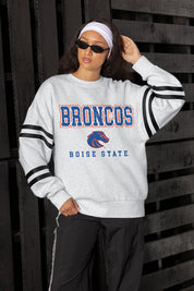 BOISE STATE BRONCOS STADIUM STRIPES STRIPE SLEEVE CREWNECK SWEATSHIRT