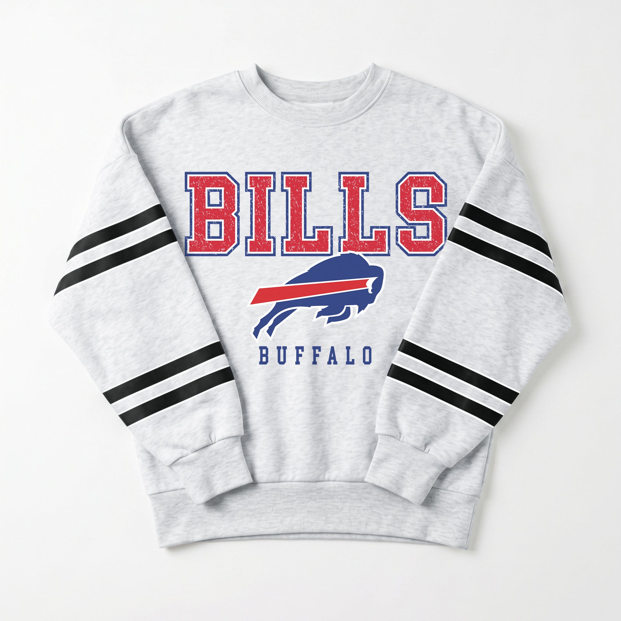 BUFFALO BILLS STADIUM STRIPES STRIPE SLEEVE CREWNECK SWEATSHIRT