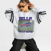 BUFFALO BILLS OFF THE GRID STRIPE SLEEVE CREWNECK SWEATSHIRT