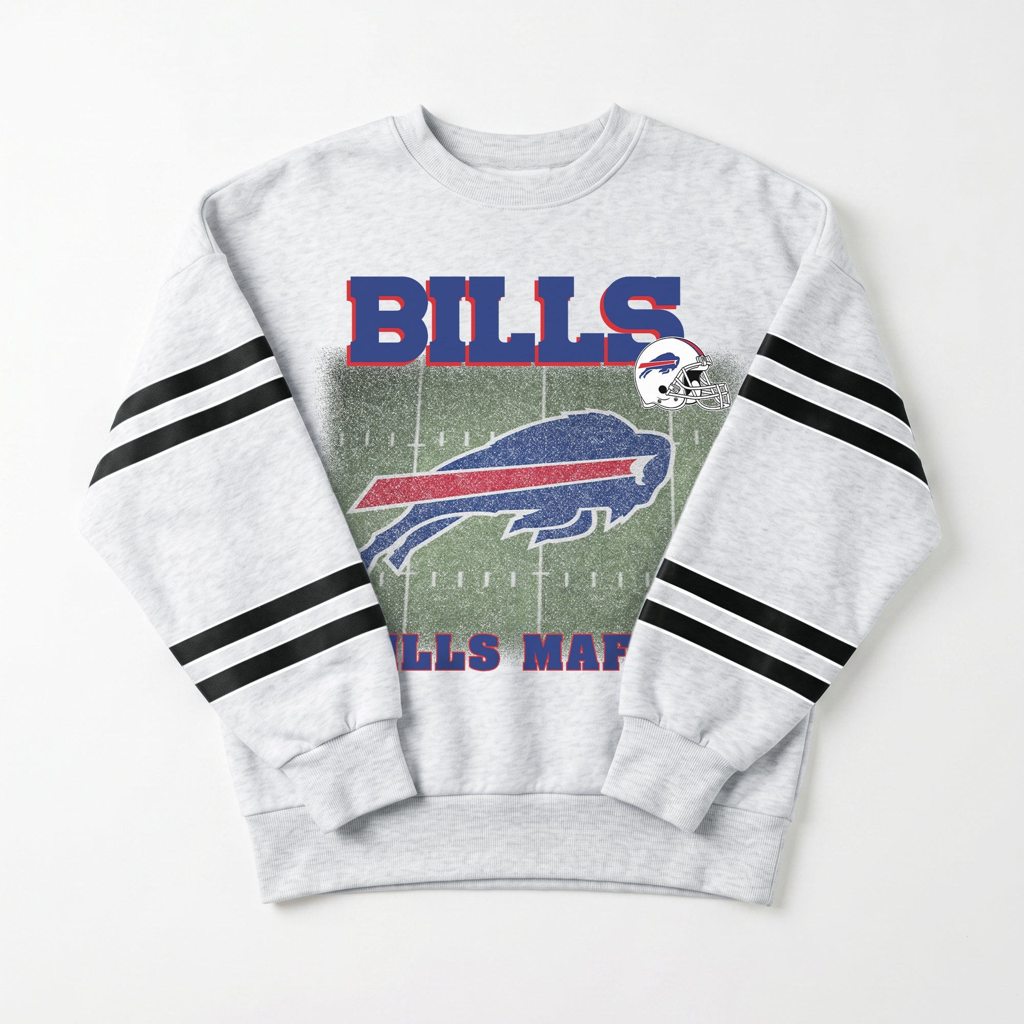 BUFFALO BILLS OFF THE GRID STRIPE SLEEVE CREWNECK SWEATSHIRT