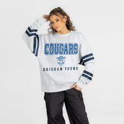 BYU COUGARS STADIUM STRIPES STRIPE SLEEVE CREWNECK SWEATSHIRT