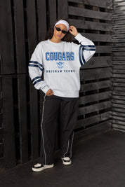 BYU COUGARS STADIUM STRIPES STRIPE SLEEVE CREWNECK SWEATSHIRT