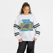 CAROLINA PANTHERS OFF THE GRID STRIPE SLEEVE CREWNECK SWEATSHIRT
