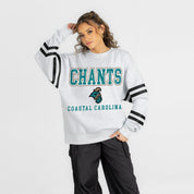 COASTAL CAROLINA CHANTICLEERS STADIUM STRIPES STRIPE SLEEVE CREWNECK SWEATSHIRT