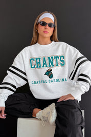 COASTAL CAROLINA CHANTICLEERS STADIUM STRIPES STRIPE SLEEVE CREWNECK SWEATSHIRT