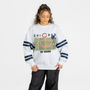 CHICAGO BEARS OFF THE GRID STRIPE SLEEVE CREWNECK SWEATSHIRT