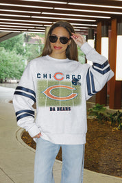 CHICAGO BEARS OFF THE GRID STRIPE SLEEVE CREWNECK SWEATSHIRT