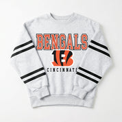 CINCINNATI BENGALS STADIUM STRIPES STRIPE SLEEVE CREWNECK SWEATSHIRT