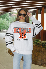 CINCINNATI BENGALS STADIUM STRIPES STRIPE SLEEVE CREWNECK SWEATSHIRT
