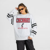 CINCINNATI BEARCATS STADIUM STRIPES STRIPE SLEEVE CREWNECK SWEATSHIRT