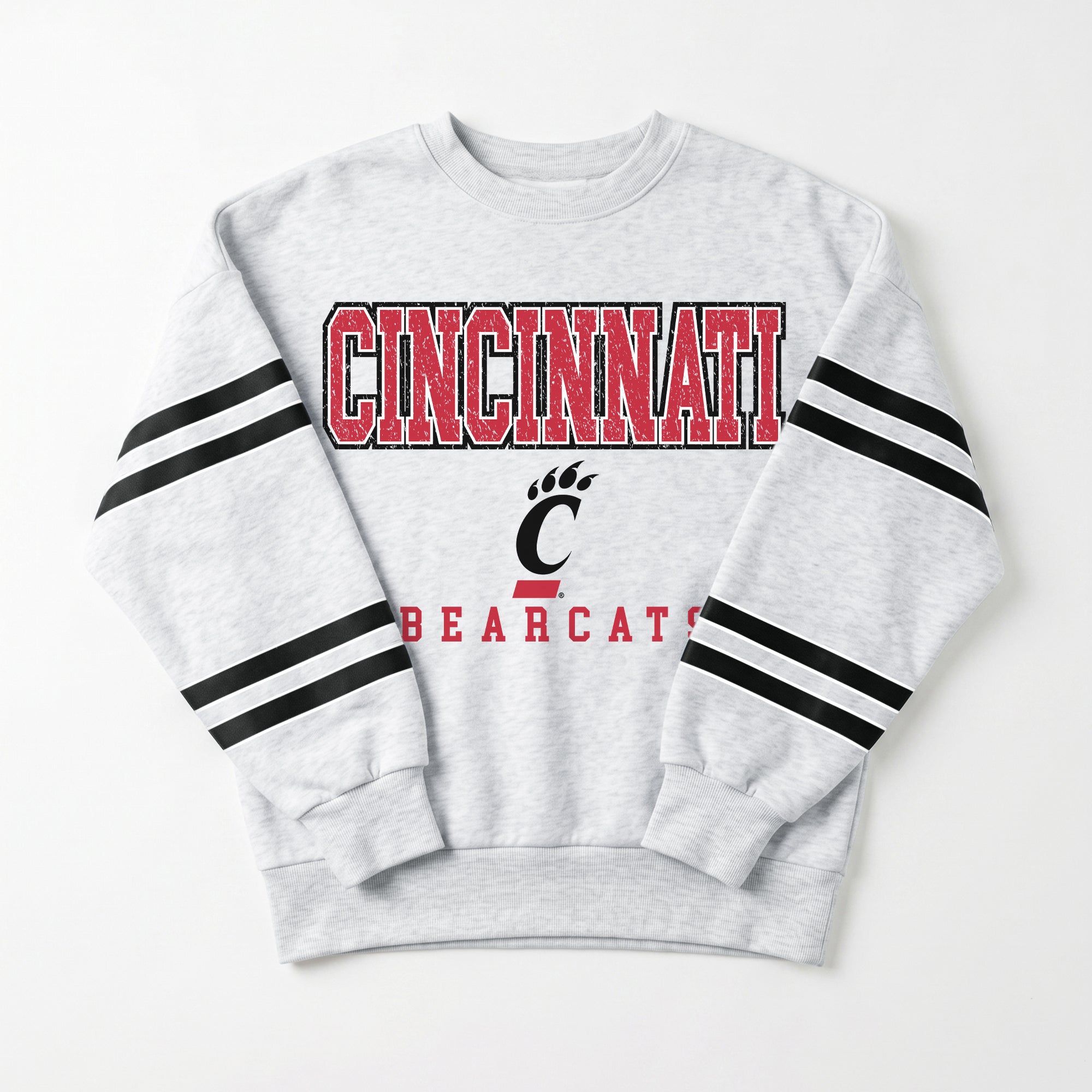 CINCINNATI BEARCATS STADIUM STRIPES STRIPE SLEEVE CREWNECK SWEATSHIRT