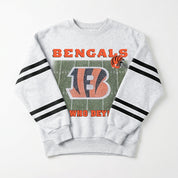 CINCINNATI BENGALS OFF THE GRID STRIPE SLEEVE CREWNECK SWEATSHIRT