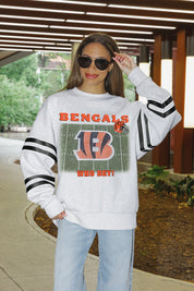CINCINNATI BENGALS OFF THE GRID STRIPE SLEEVE CREWNECK SWEATSHIRT