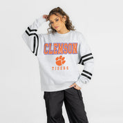 CLEMSON TIGERS STADIUM STRIPES STRIPE SLEEVE CREWNECK SWEATSHIRT