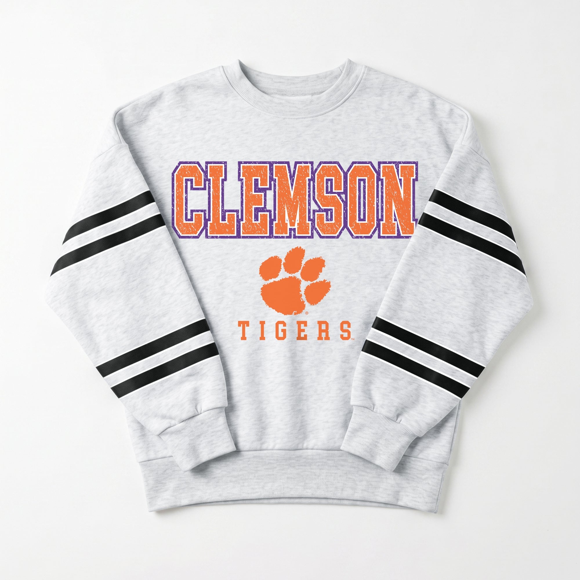 CLEMSON TIGERS STADIUM STRIPES STRIPE SLEEVE CREWNECK SWEATSHIRT