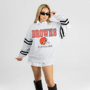 CLEVELAND BROWNS STADIUM STRIPES STRIPE SLEEVE CREWNECK SWEATSHIRT