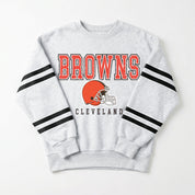 CLEVELAND BROWNS STADIUM STRIPES STRIPE SLEEVE CREWNECK SWEATSHIRT