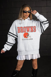 CLEVELAND BROWNS STADIUM STRIPES STRIPE SLEEVE CREWNECK SWEATSHIRT