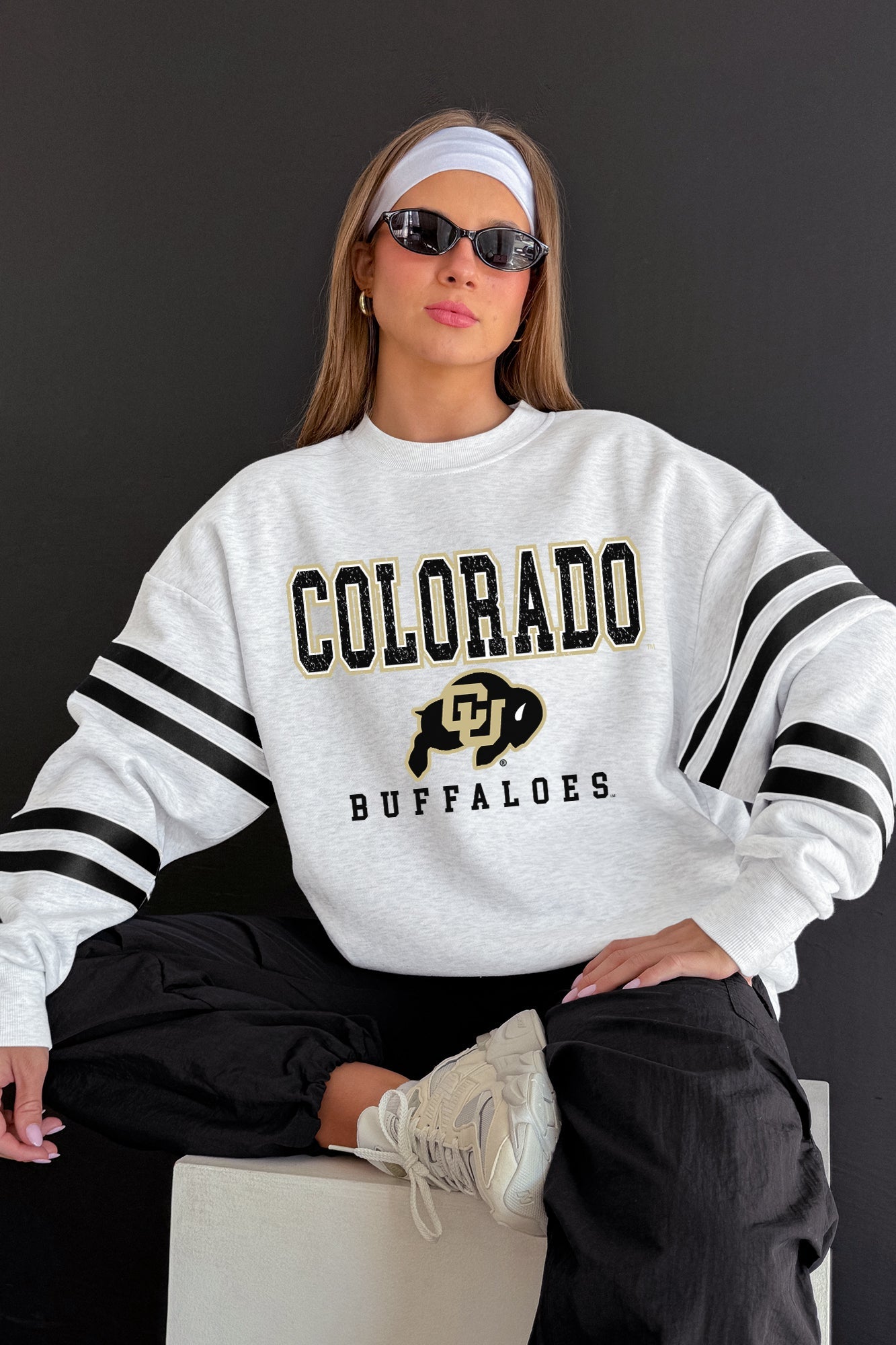 COLORADO BUFFALOES STADIUM STRIPES STRIPE SLEEVE CREWNECK SWEATSHIRT
